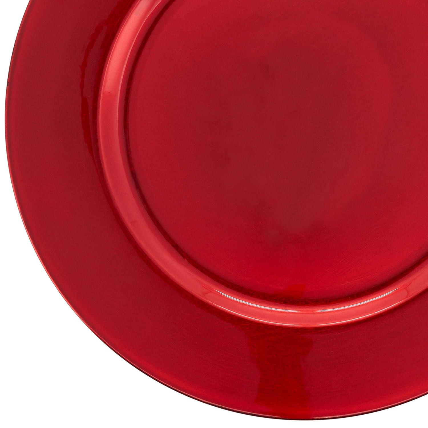 Saro Lifestyle Classic Solid Color Charger Plates, Red, 13" Round