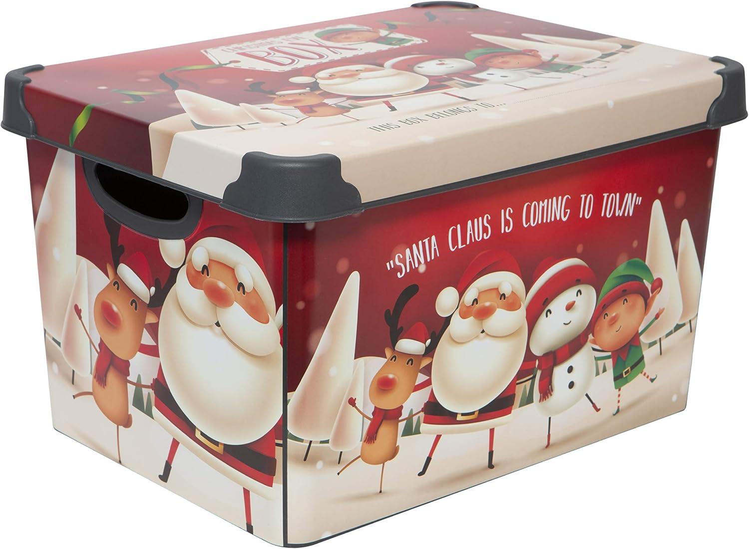 Simplify Santa Clause is Coming to Town Design Plastic Storage Tote