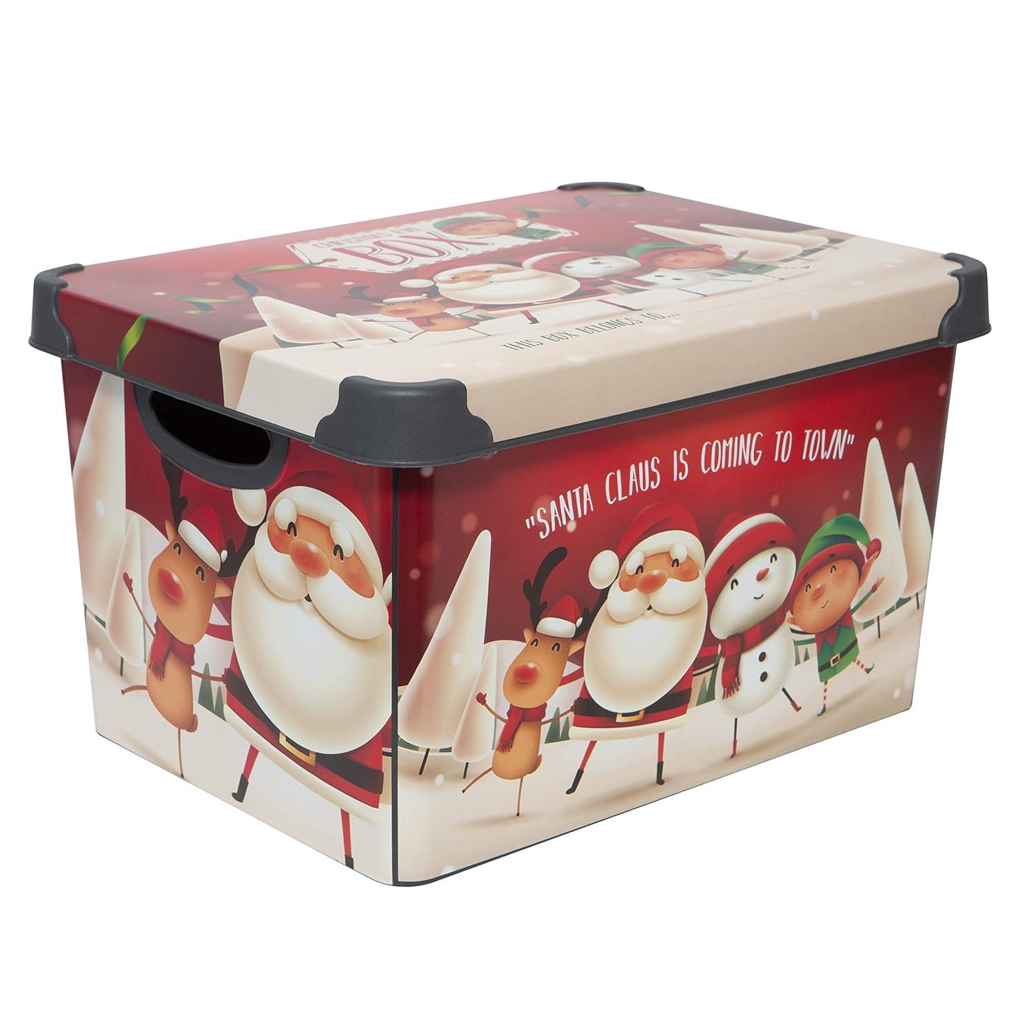Simplify Santa Clause is Coming to Town Design Plastic Storage Tote