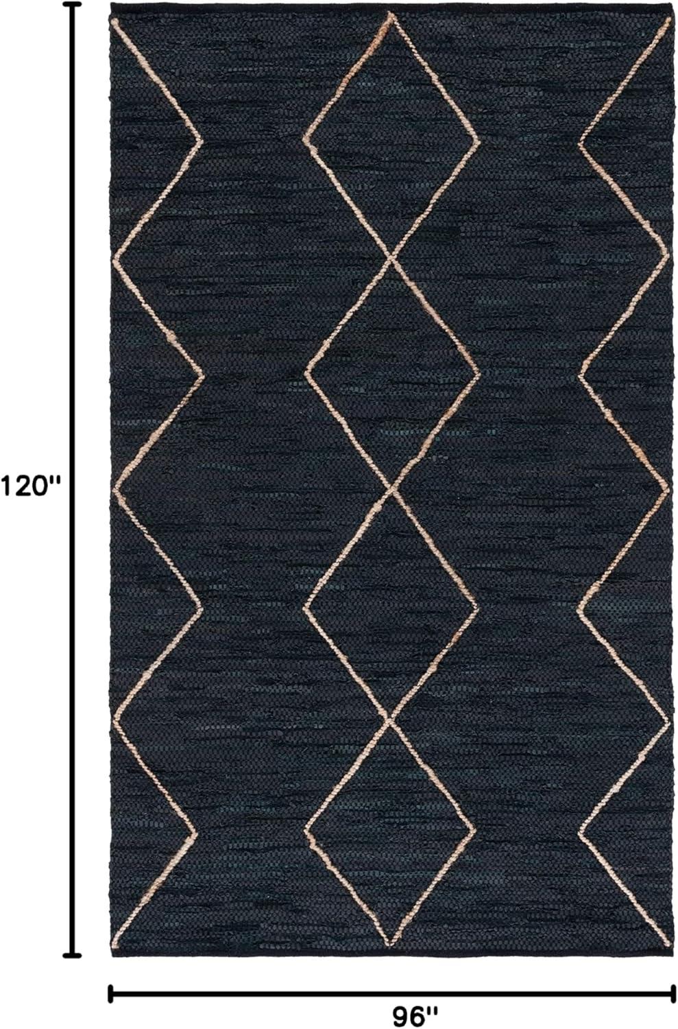 Vintage Leather VTL801 Hand Woven Area Rug - Black/Natural - 8'x10' - Safavieh.