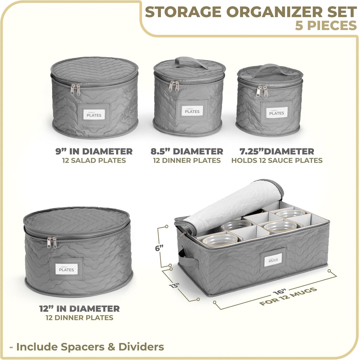 Sorbus Dinnerware Storage 5-Piece Set — Service for 12