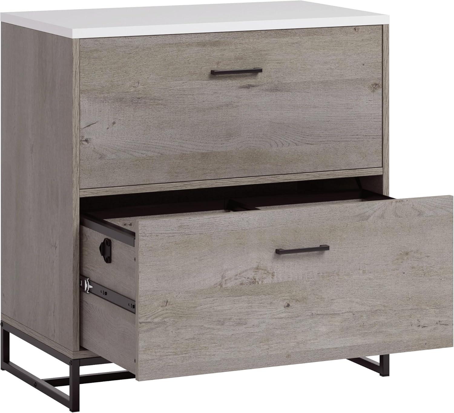 Mystic Oak 2-Drawer Lateral File Cabinet with Metal Base