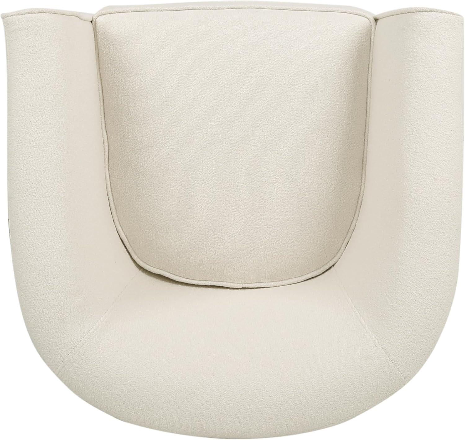 White Boucle Fabric Barrel Swivel Club Chair