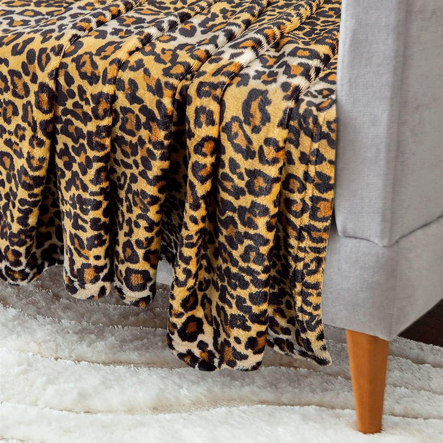 Flannel Fleece Throw Blanket for Couch, Leopard Print Blanket for Adult, Lightweight Cozy Soft Cheetah Blanket for Bed Sofa 260GSM, Suitable for All Seasons (Brown Leopard,50x60inches)