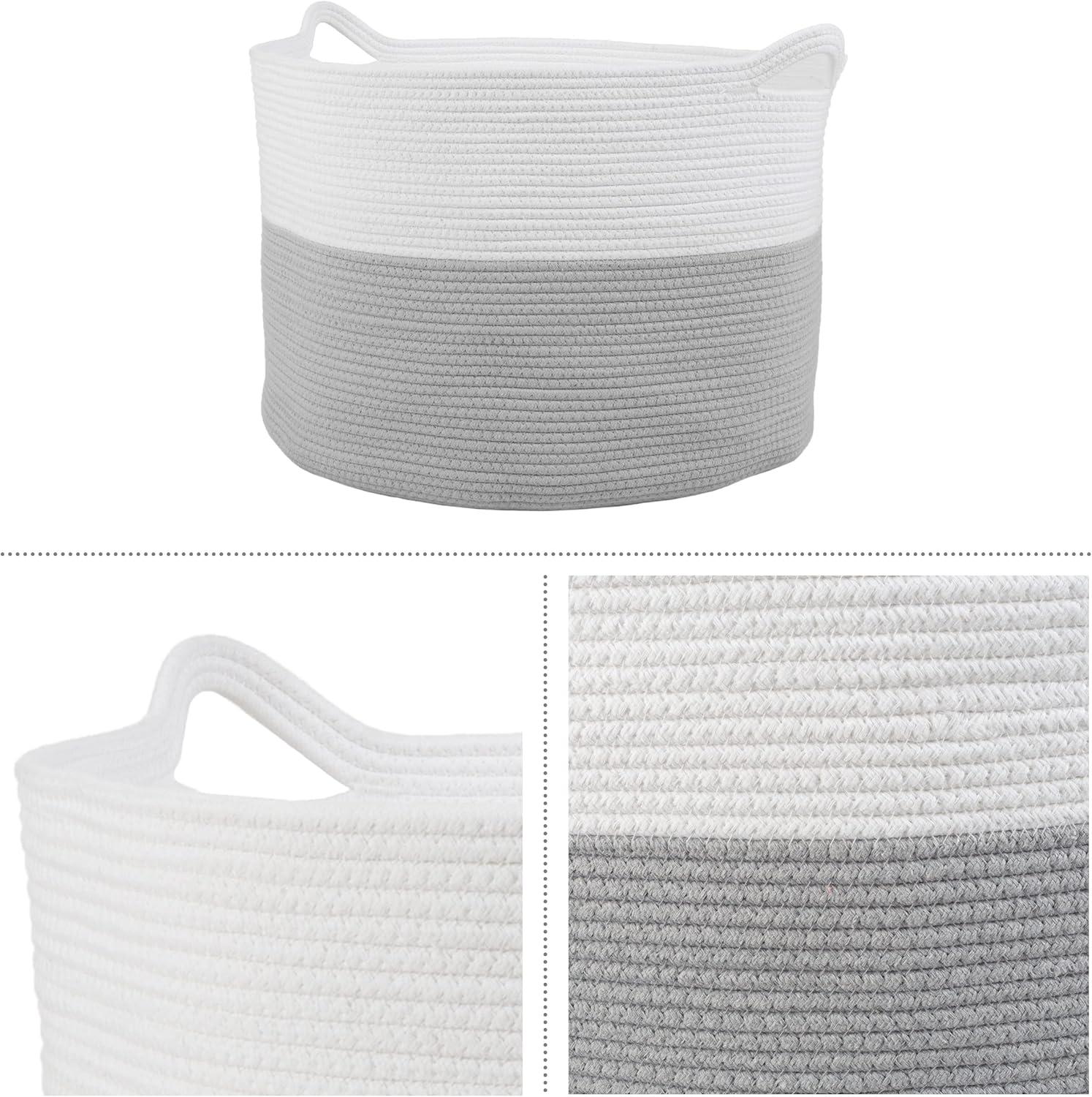 Home-Complete Extra-Large Woven Rope Basket, Gray