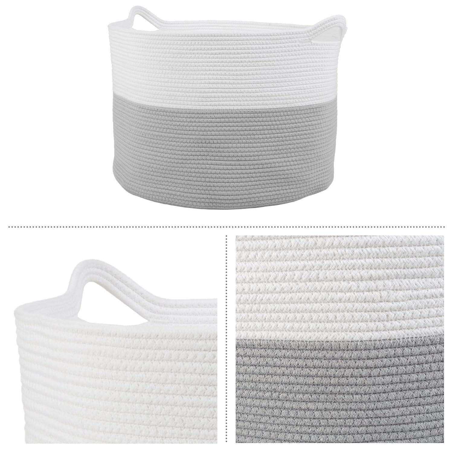 Home-Complete Extra-Large Woven Rope Basket, Gray