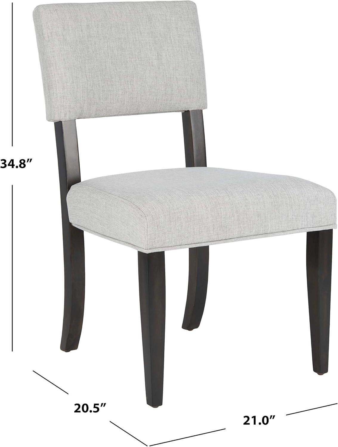 Luis High Back Black Wood Side Chair with Linen Upholstery