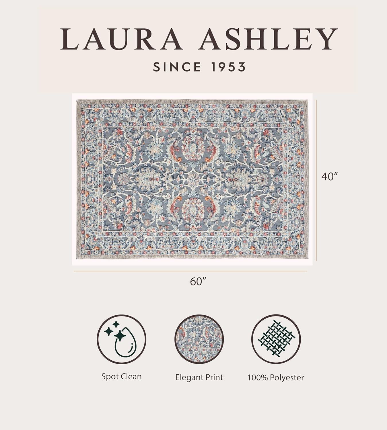 Laura Ashley Turkish Mystic Chenille Medallion Area Rug_Navy/Navy