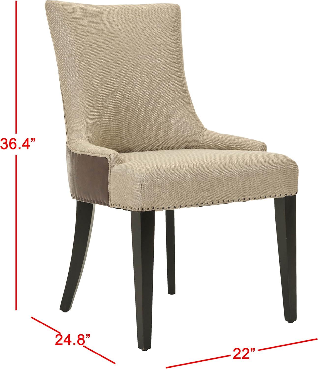 Becca 19''H Dining Chair with Silver Nail Heads - Cream/Leather - Safavieh