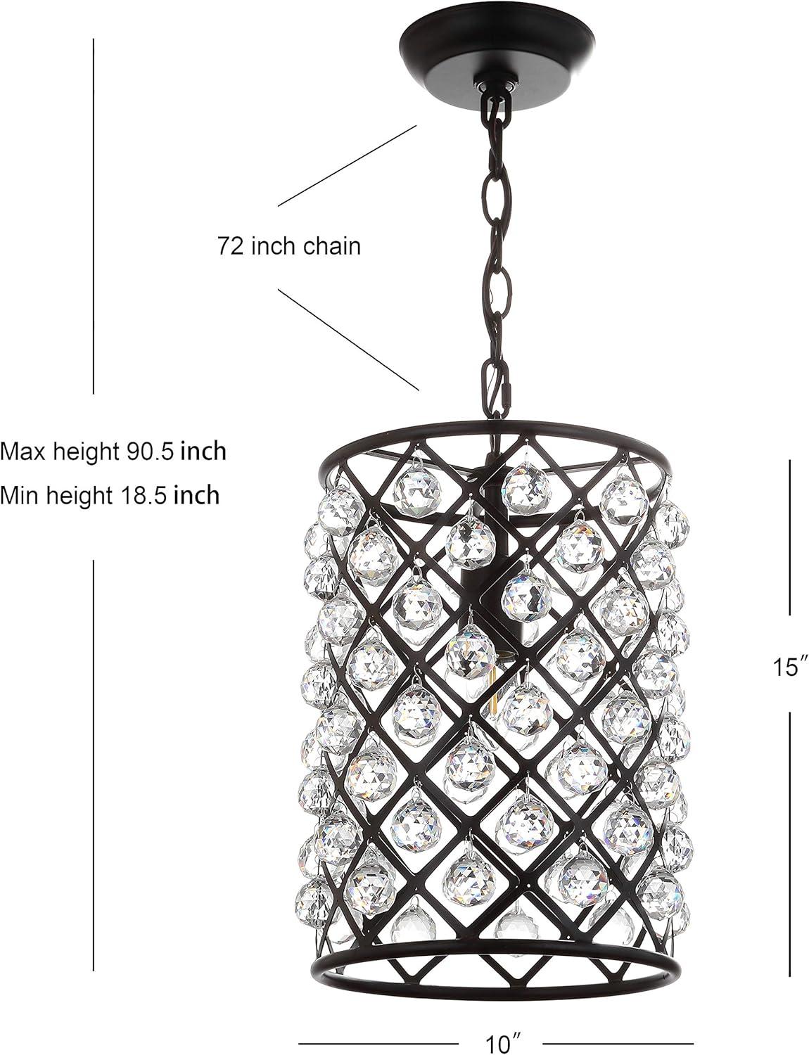 Gabrielle 10" Crystal/Metal LED Pendant, Oil Rubbed Bronze