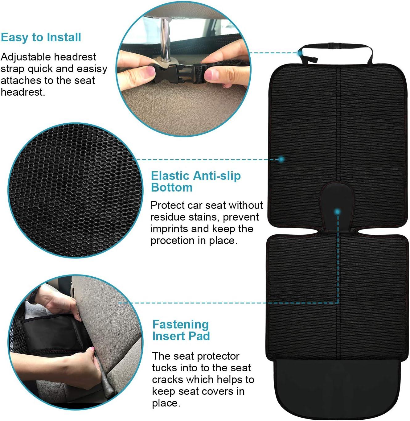 MORROLS Car Seat Protector, 1 Pack Seat Protector Carseat with Thickest Padding, Baby/Pets Car Seat Protector for Child Car Seat-Mesh Pockets-Waterproof-Universal Size(Black)