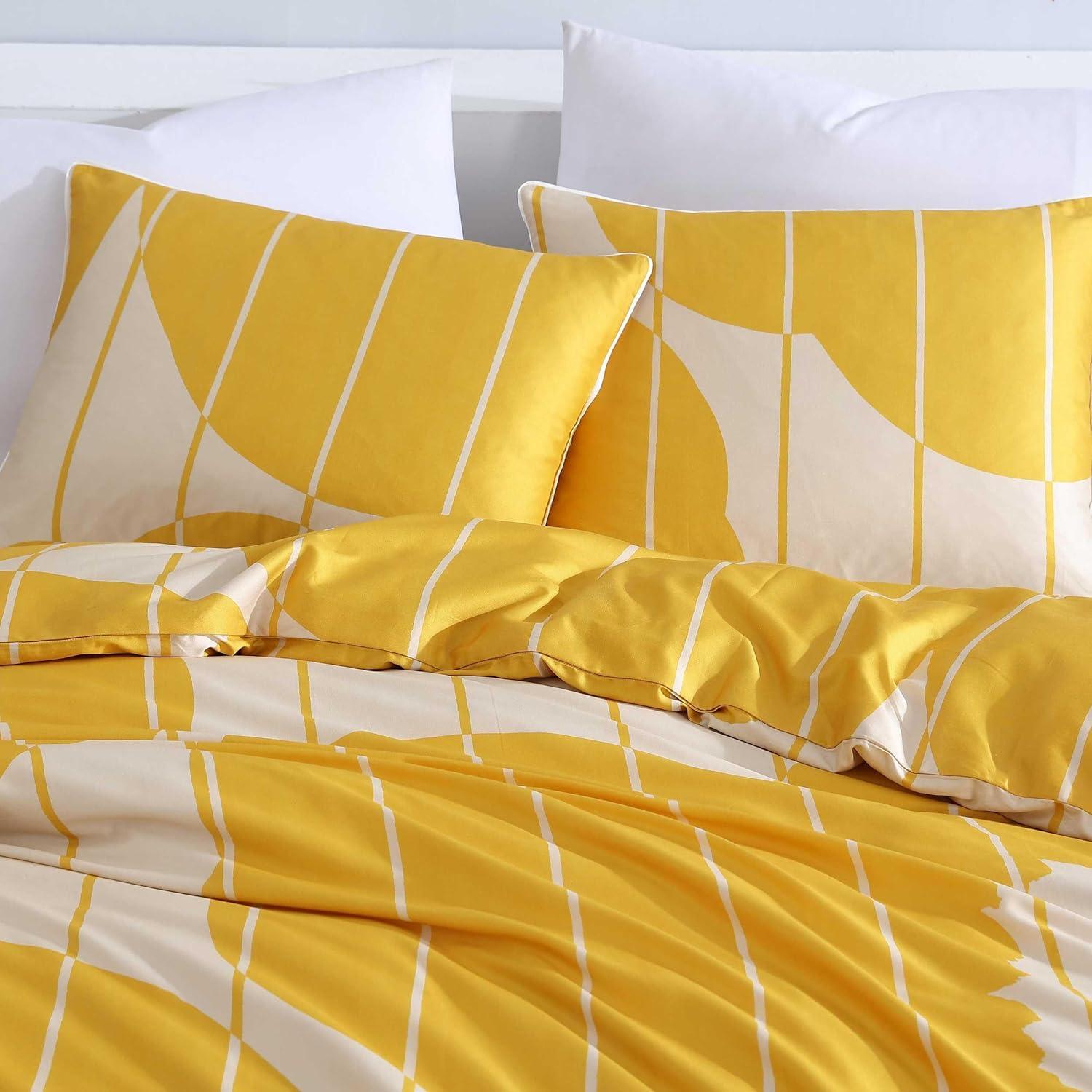 Vesi Unikko Cotton Yellow/Beige Duvet Cover Set