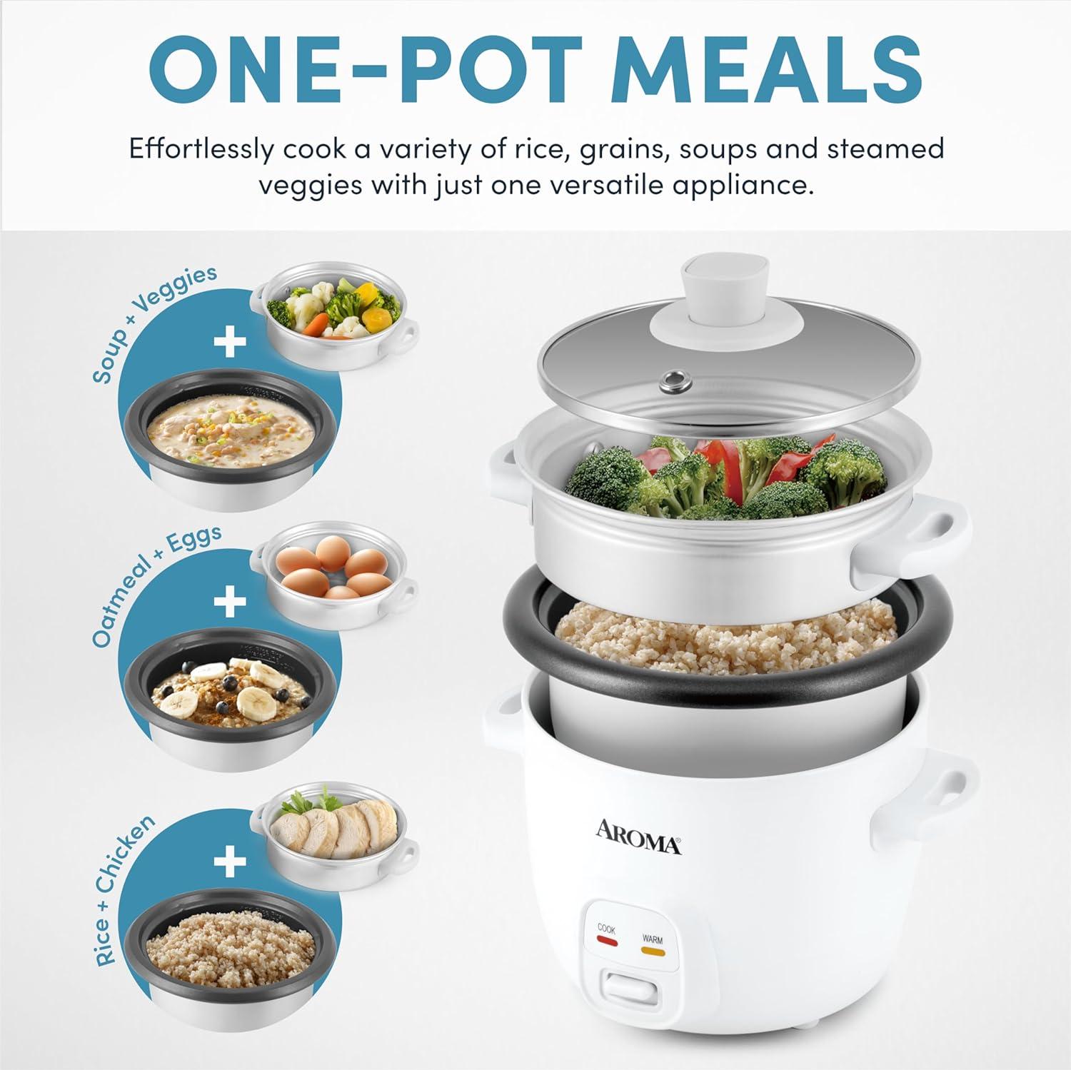Aroma AROMA Mini Rice Cooker, 2-Cup (Uncooked) / 4-Cup (Cooked), 1.5 Qt
