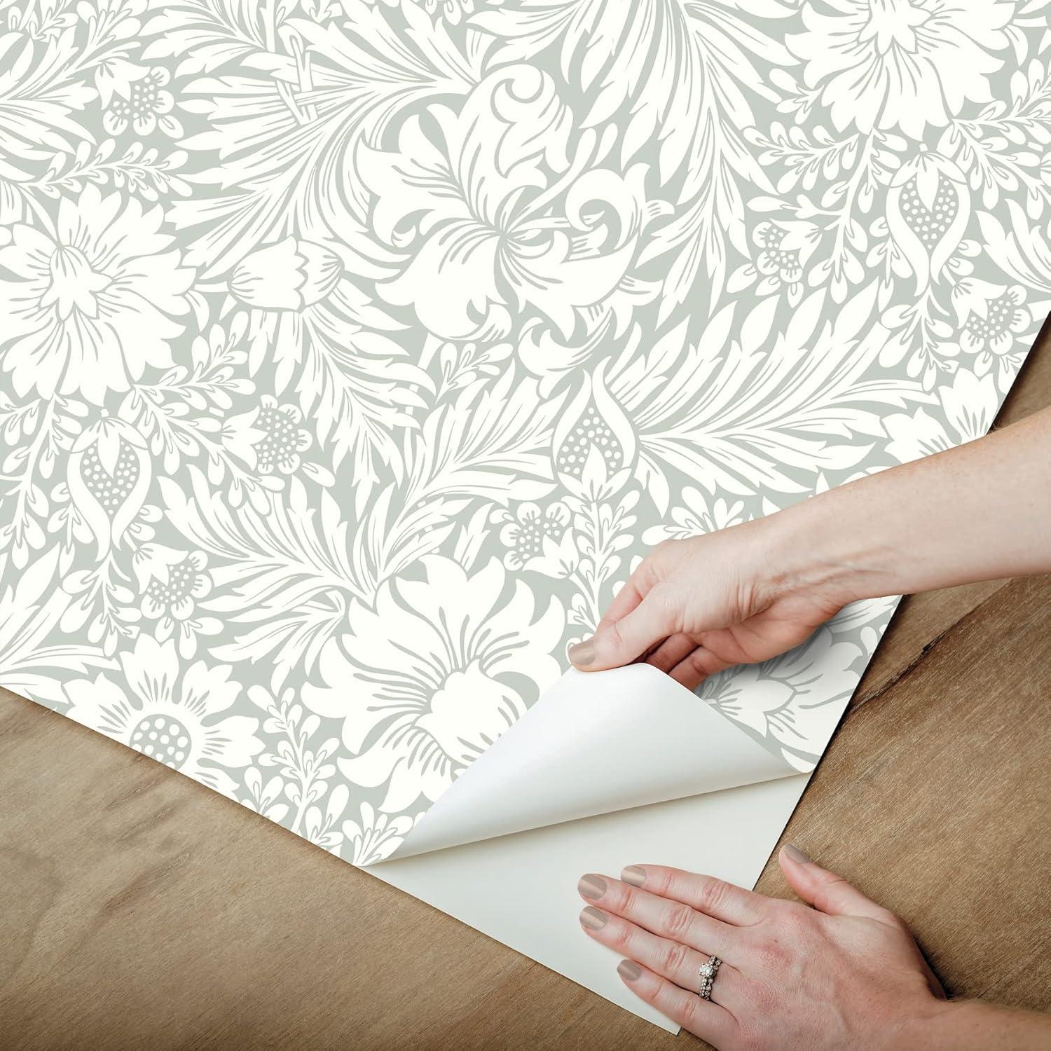 Modern Acanthus Peel + Stick Wallpaper by Erin & Ben Co. - Gray