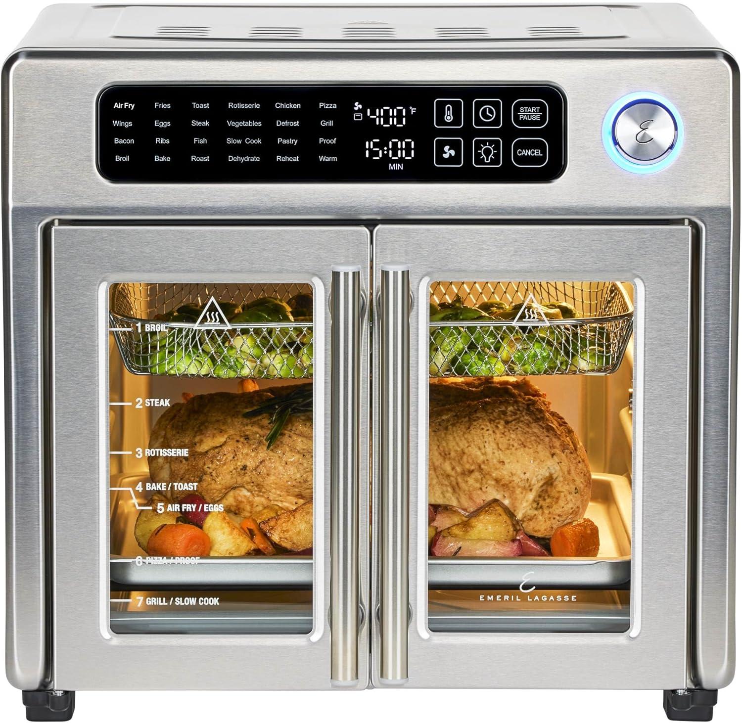 Emeril Lagasse Extra Large French Door Air Fryer Toaster Oven Combo, 25 Cooking Functions and Digital Controls, 7 Accessories Included, Stainless Steel Finish, 26QT Capacity & Reviews | Wayfair