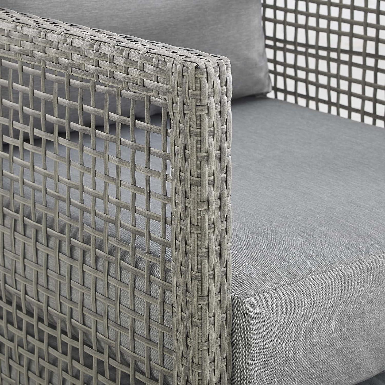 Modern Contemporary Urban Design Outdoor Patio Balcony Garden Furniture Lounge Chair Armchair, Rattan Wicker, Grey Gray