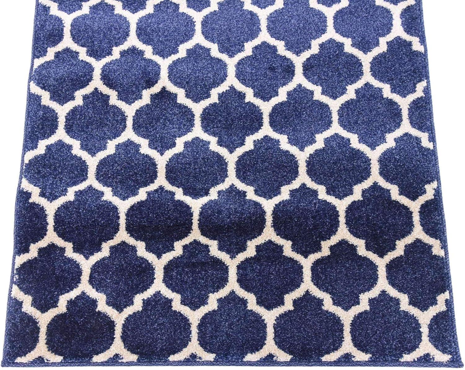 Unique Loom 2' 7 x 16' 5 Trellis Philadelphia Dark Blue Area Rug