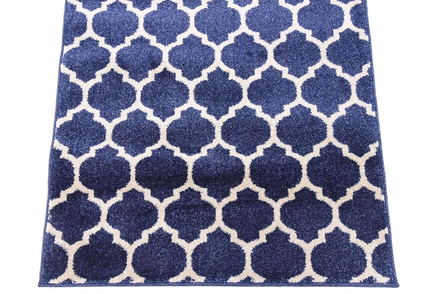 Unique Loom 2' 7 x 16' 5 Trellis Philadelphia Dark Blue Area Rug