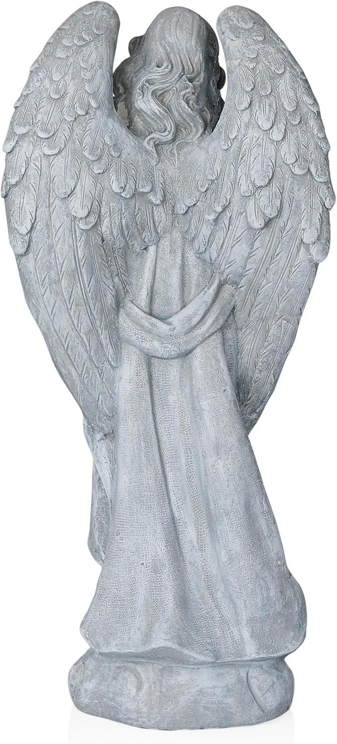 Alpine Corporation 29"H Angel with Yellow Flower Wreath Garden Statue