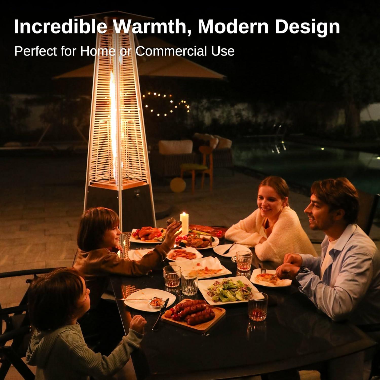 East Oak 18.23"x21.84" 48000 BTU Torch Patio Propane Outdoor Portable Heater Bronze Finish: Iron Frame, 10ft Heat Radius