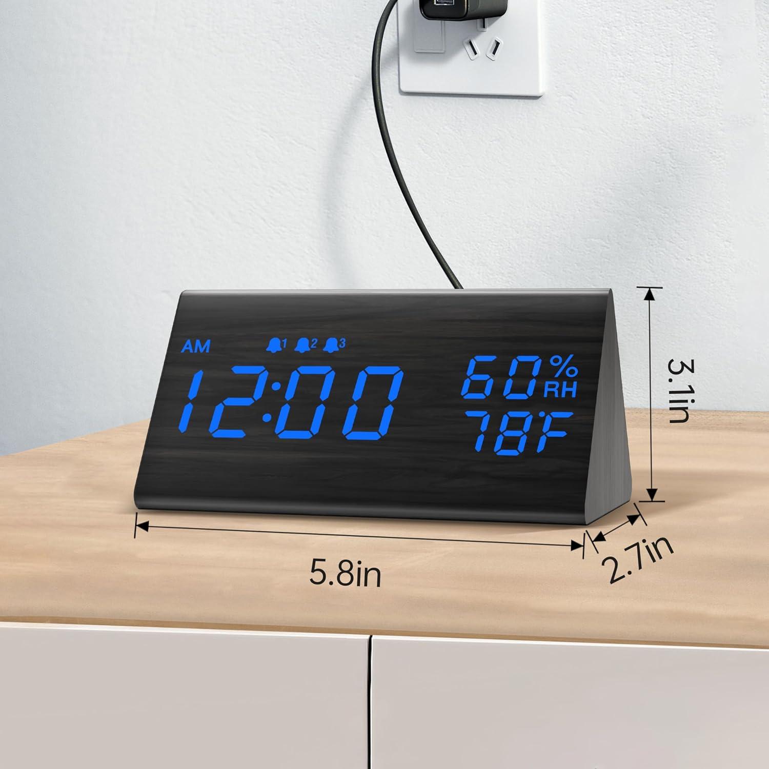 Modern Digital Alarm Clock with LED Display - Adjustable Brightness, USB Charging Port, Perfect for Bedroom Decor & Halloween Theme