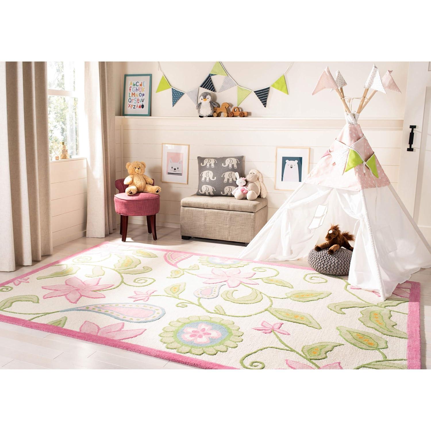 SAFAVIEH Kids Trecia Floral Area Rug, Ivory/Pink, 3' x 5'