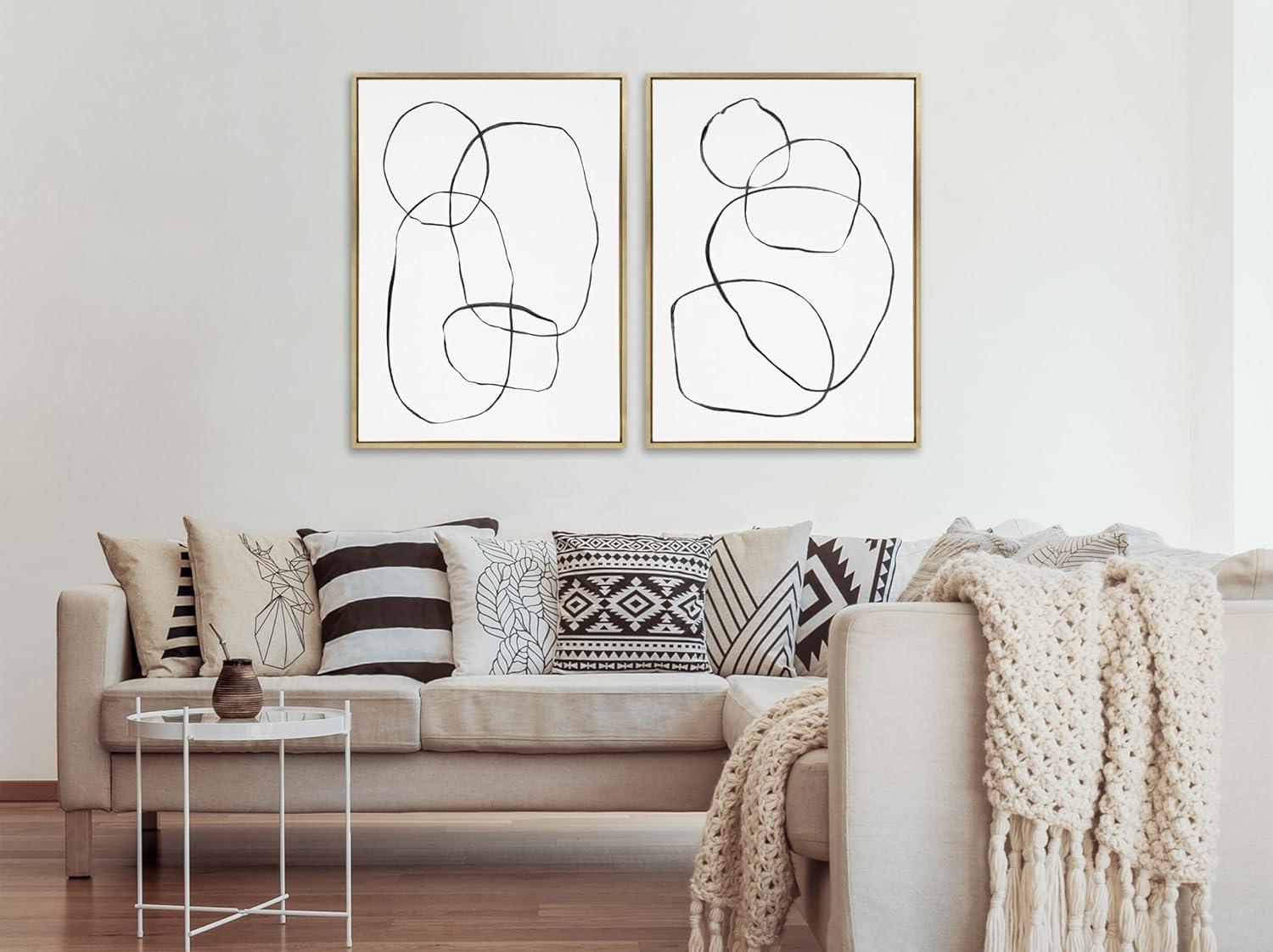 (Set of 2) Sylvie Going in Circles Framed Textured Canvas Set by Teju Reval - Kate & Laurel All Things Decor