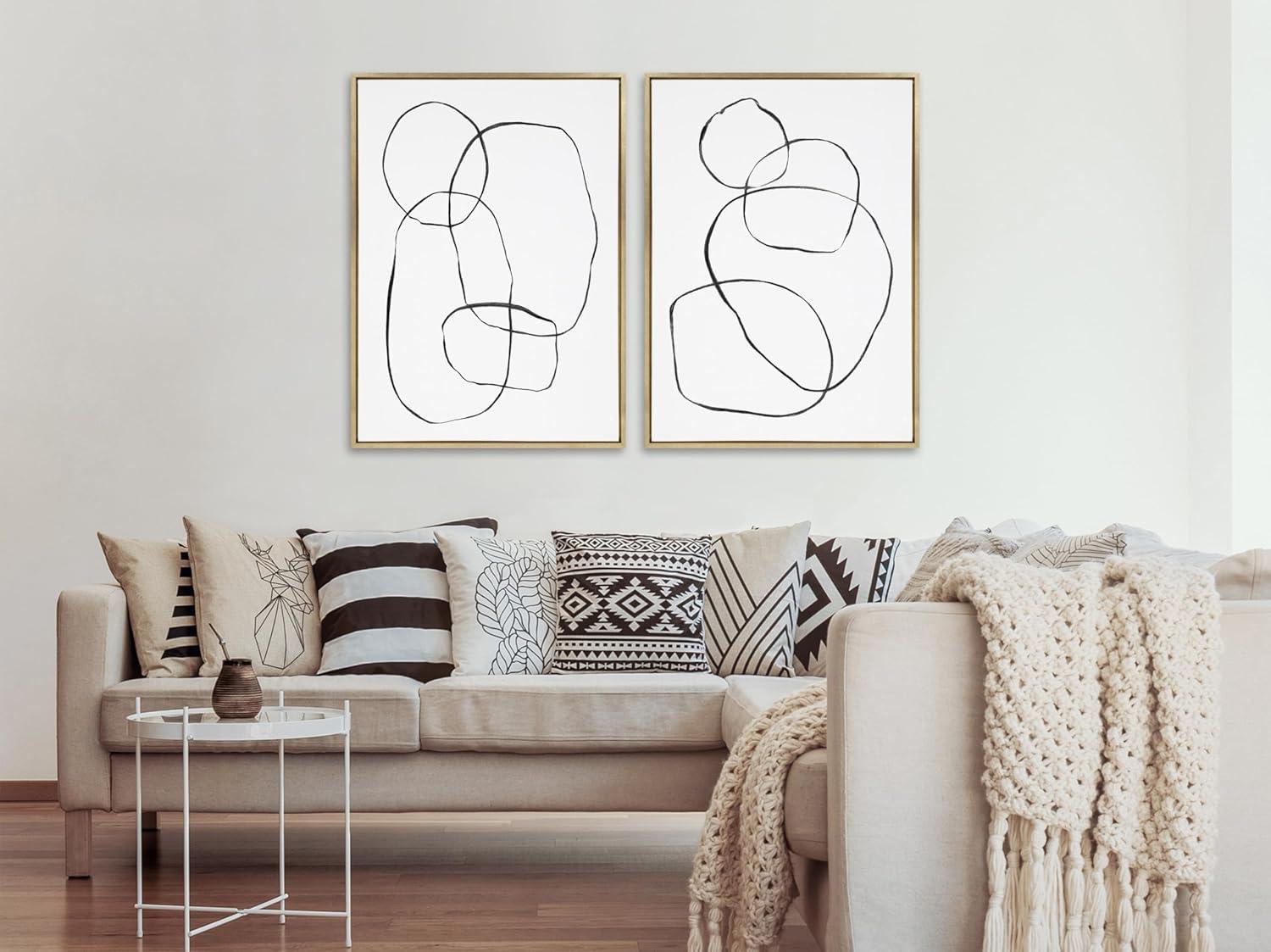 Kate & Laurel All Things Decor: 28"x38" Sylvie Abstract Canvas Art Set, Teju Reval Gold Frame