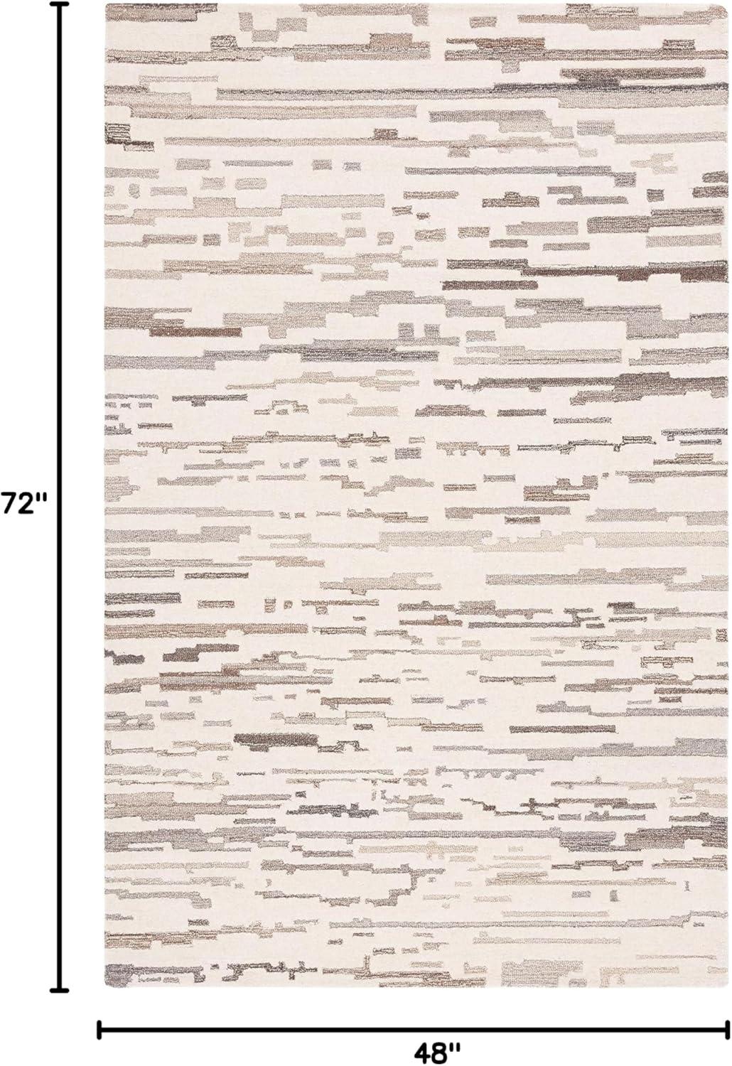 Ebony EBN501 Hand Tufted Area Rug - Ivory/Grey - 4'x6' - Safavieh.