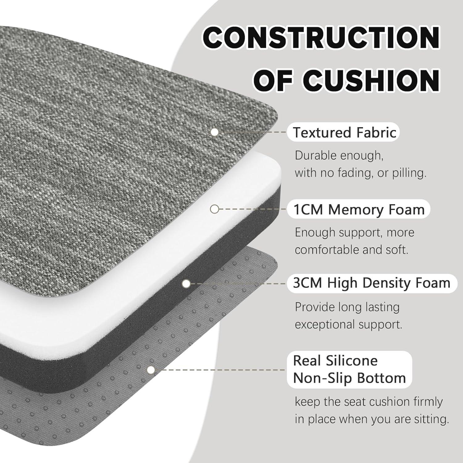 Shinnwa Chair Cushions Set of 4 Seat Cushions Soft Velvet Non Slip Chair Pads for Kitchen Dining Chairs 15 x 16 inch, Gray