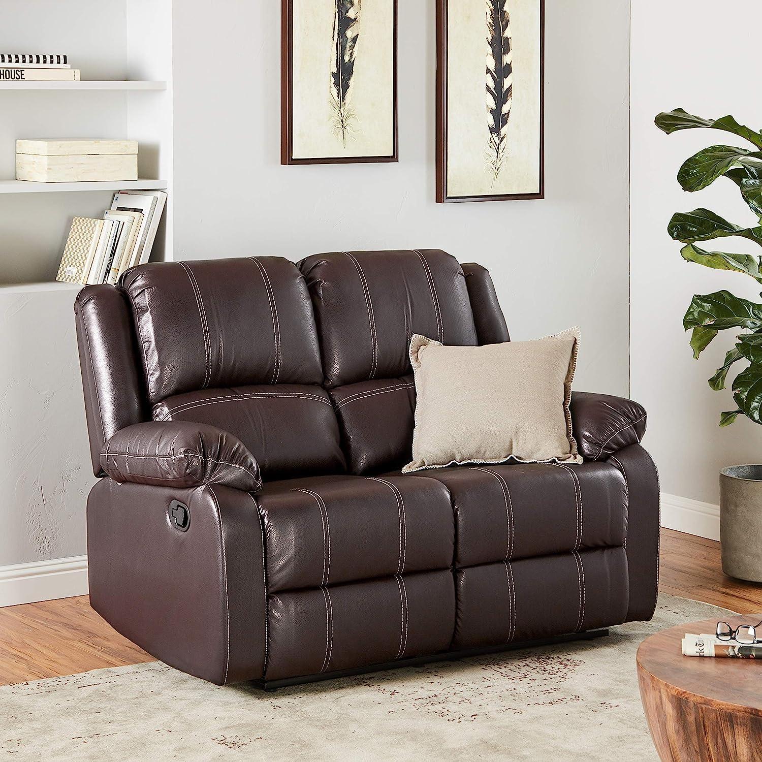 ACME Zuriel Motion Loveseat, Brown Synthetic Leather