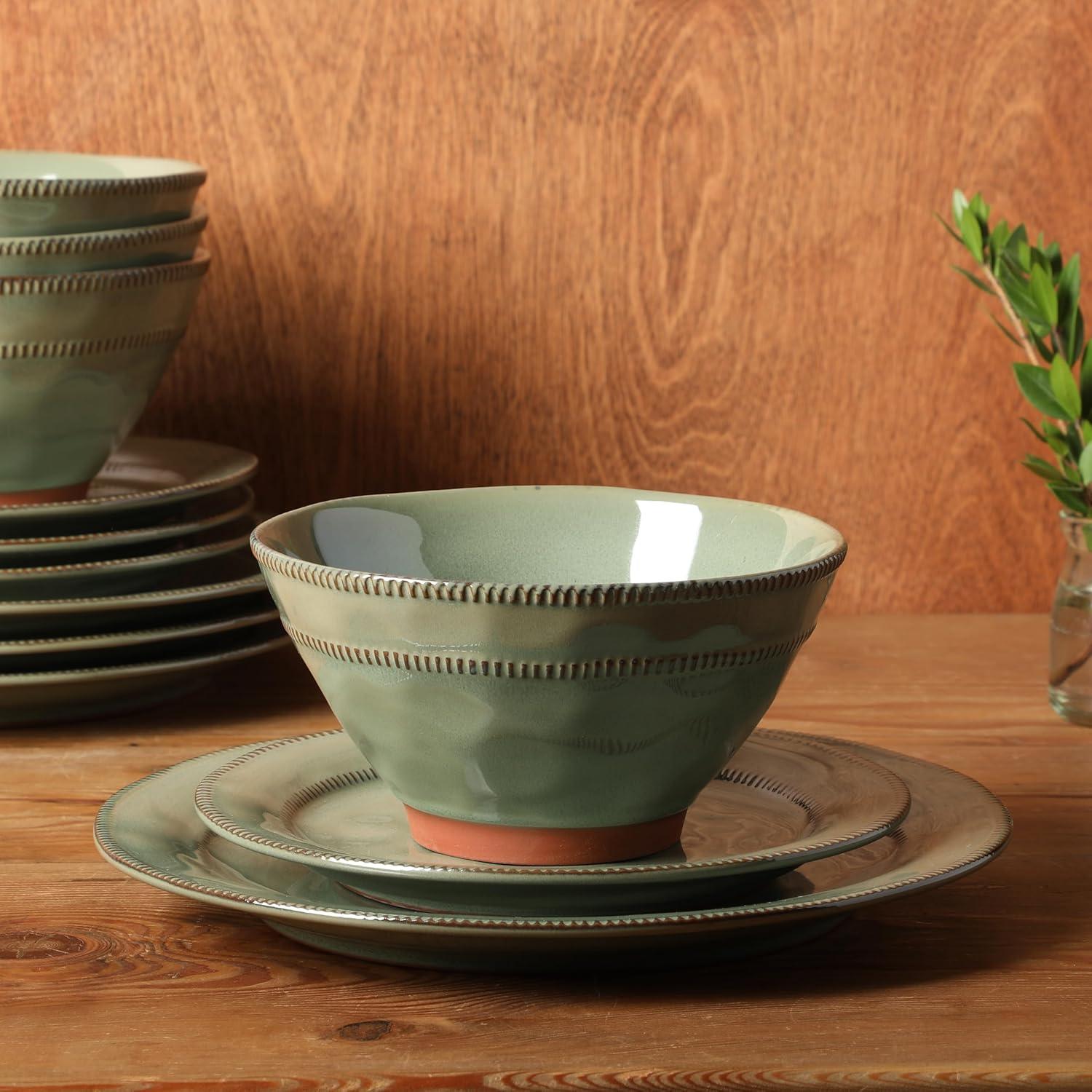 ECLANK 12 Piece Stoneware Dinnerware Set - Service for 4