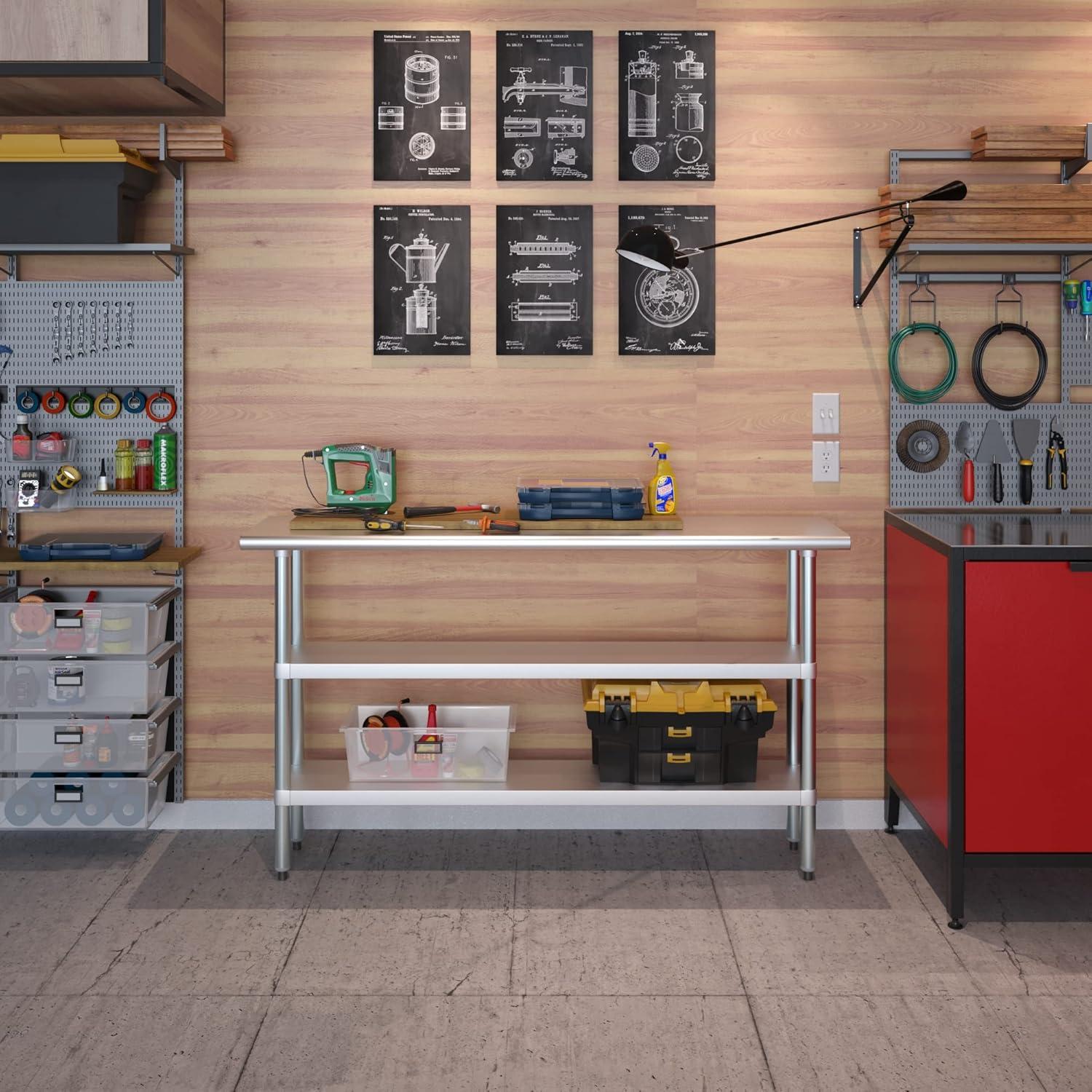 Amgood Stainless Steel Work Table with 2 Shelves