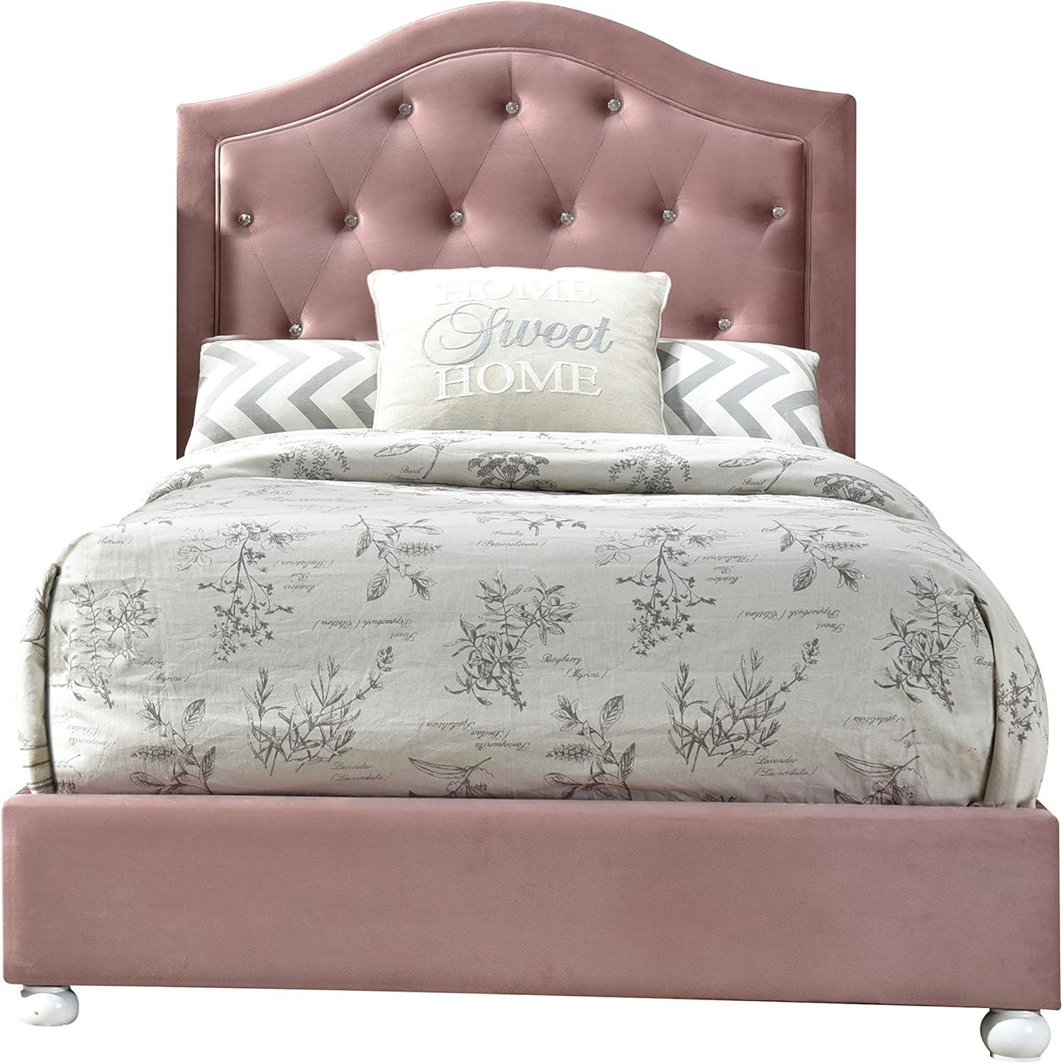 Acme Furniture Reggie Twin Bed in Pink Fabric