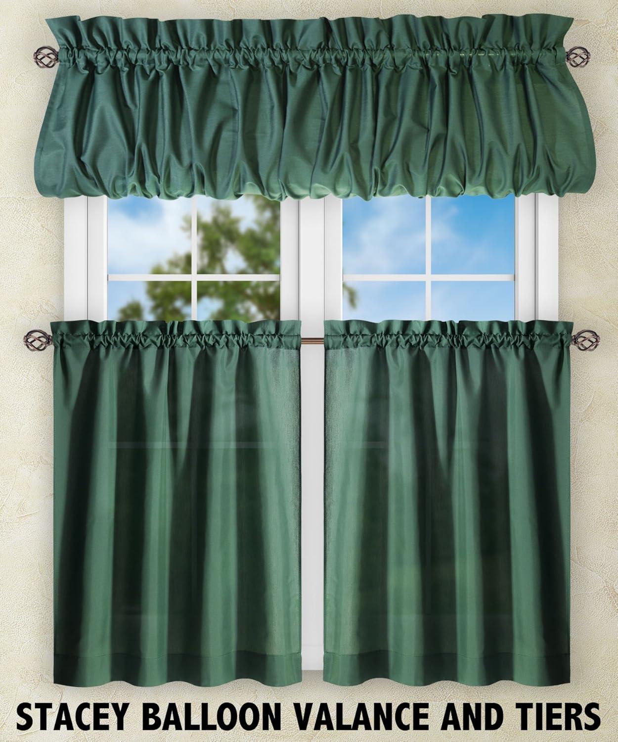 Ellis Stacey 1.5" Rod Pocket High Quality Fabric Solid Color Window Ruffled Swag 60"x38" Sage