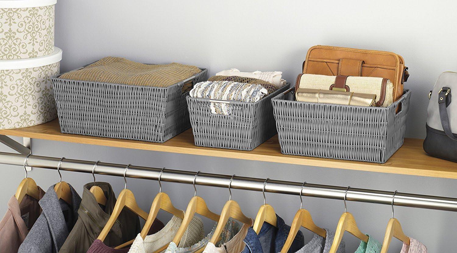 Whitmor Rattique® Storage Baskets - Set Of 3 - Gray