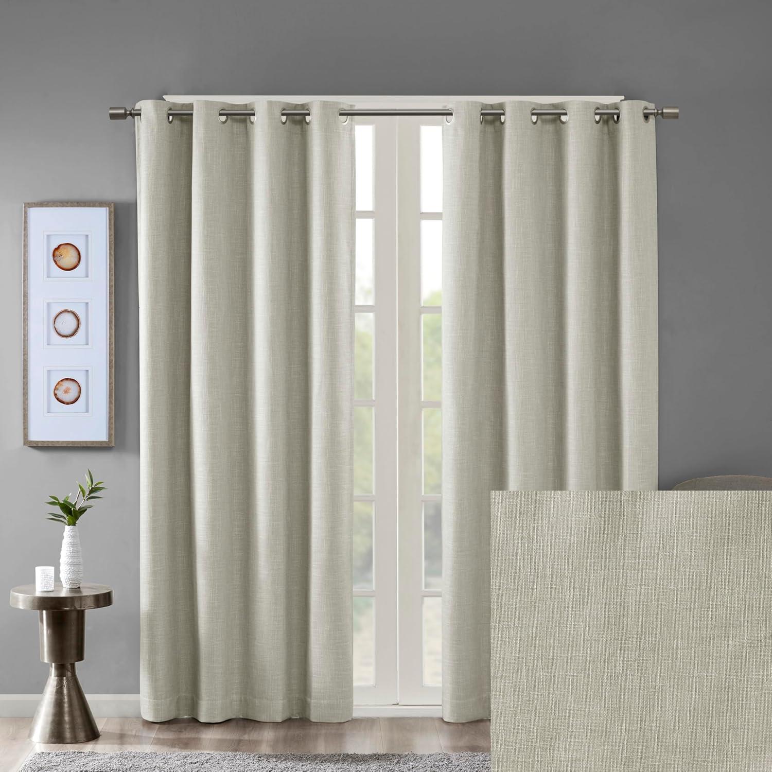 Madison Park Maya Printed Heathered Blackout Grommet Top Single Curtain Panel