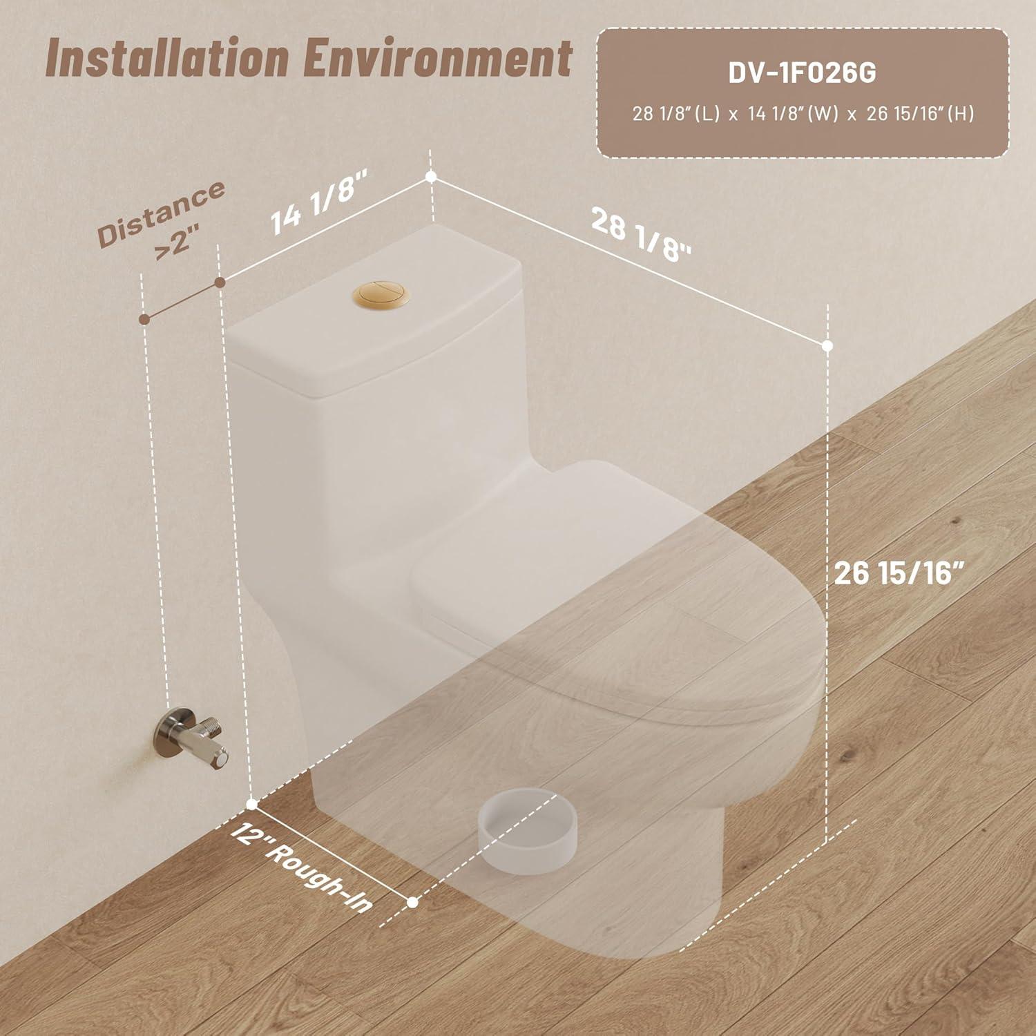 Ally Standard Bathroom Toielt, Modern Toilet with Comfort Chair Height Floor Mounted(Seat Included)