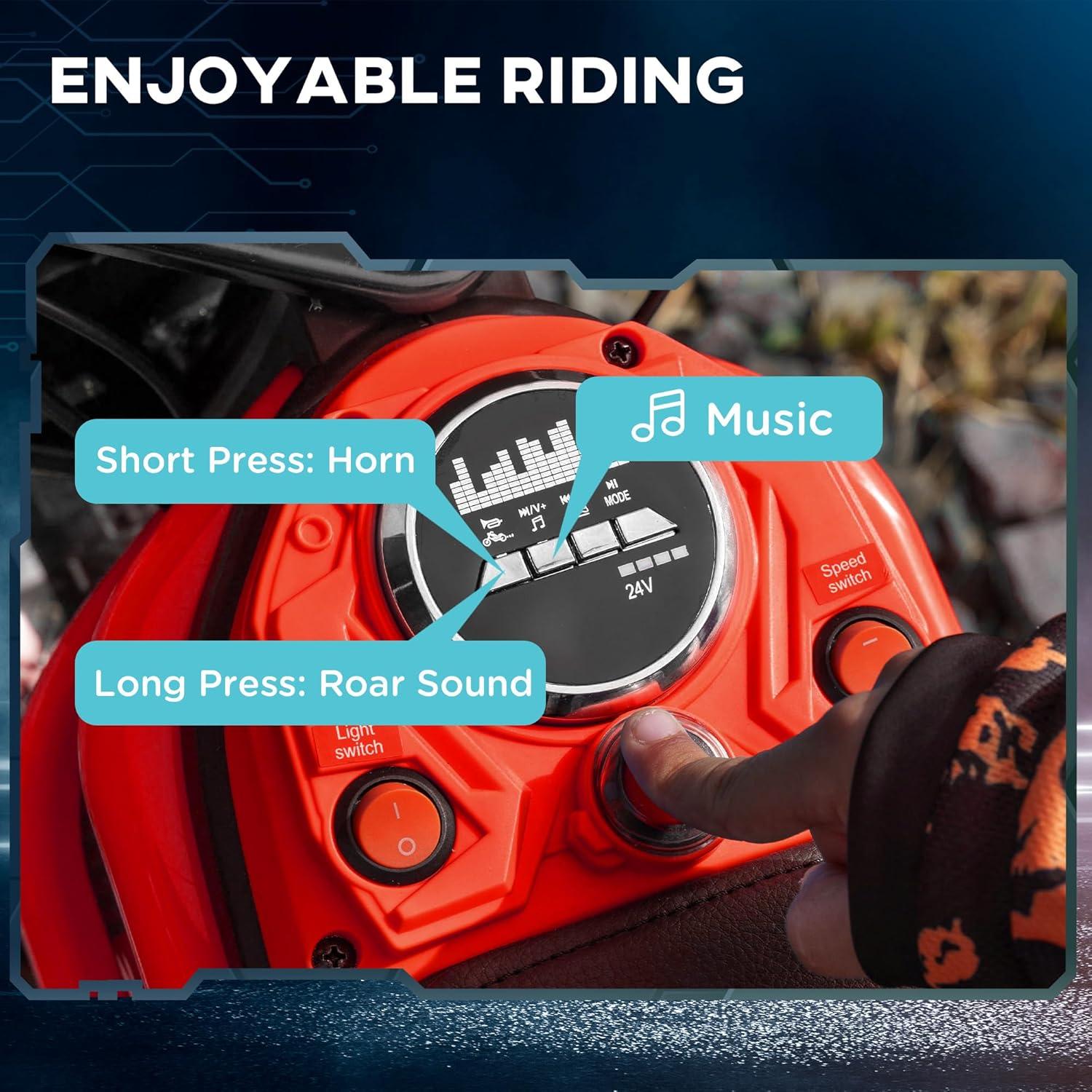 Aosom 24V 350W Electric Dirt Bike, up to 15 MPH w/ Twist Grip, Red