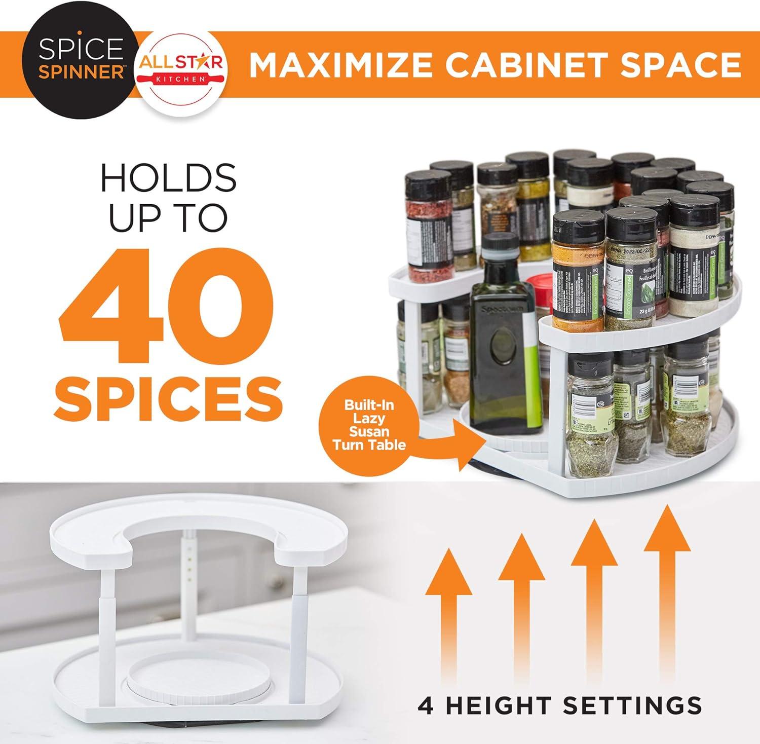 Spice Spinner Two-Level Plastic Spice Storage Organizer