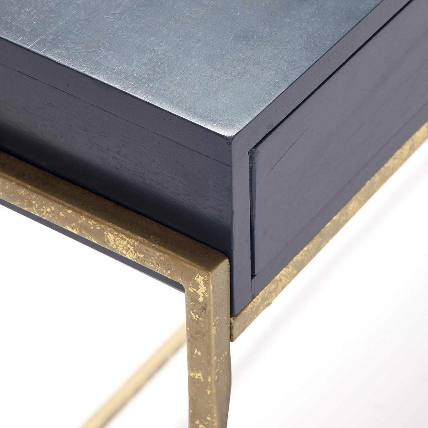 Jolie Modern Living Room Console Table Navy Blue/Gold - Adore Decor: Chic 2-Drawer Design, Glossy Finish, Metal Frame