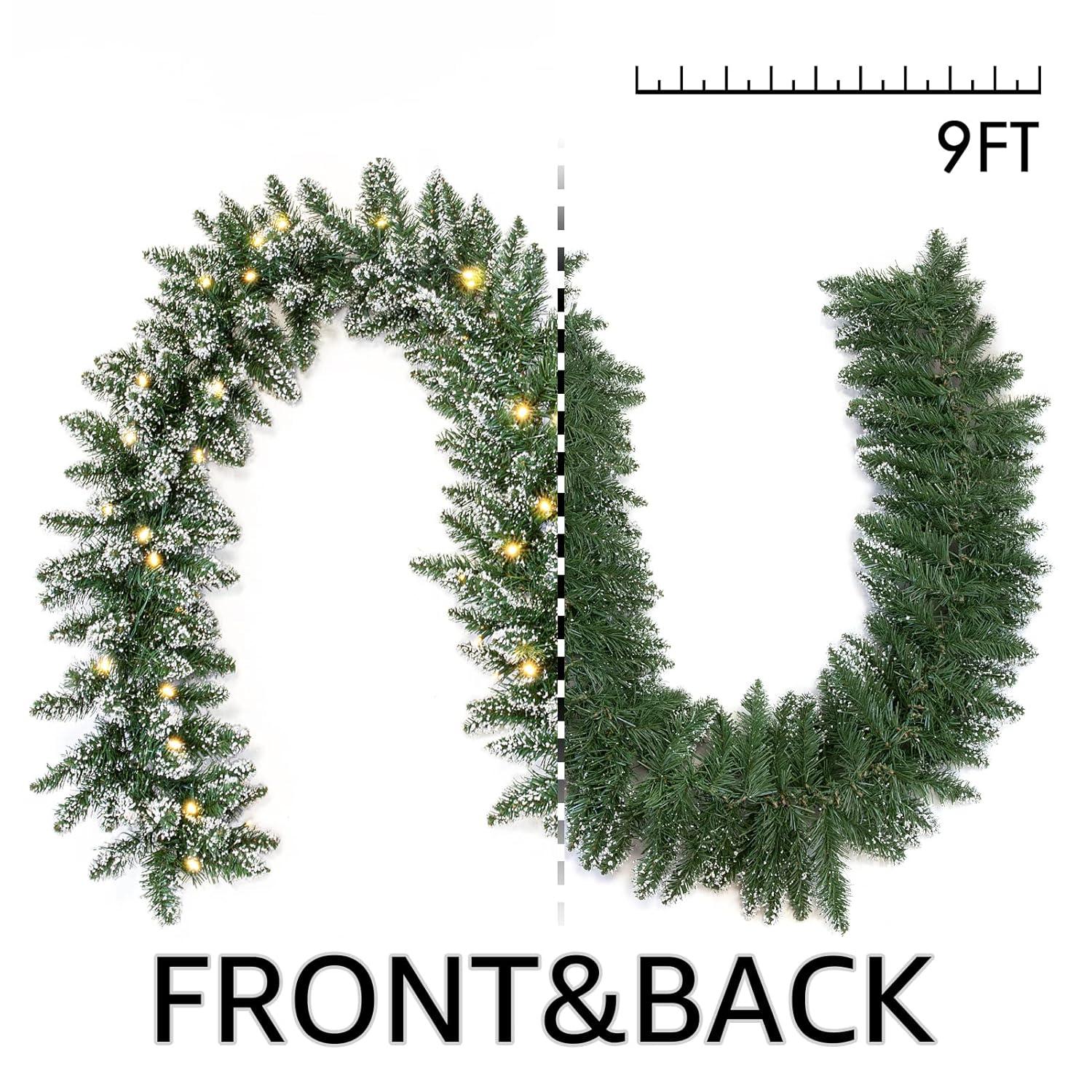 WBHome Pre-lit 9 Feet/106 Inch Christmas Garland with 100 LED Lights Holiday Decorations, Battery Operated (Batteries NOT Included)
