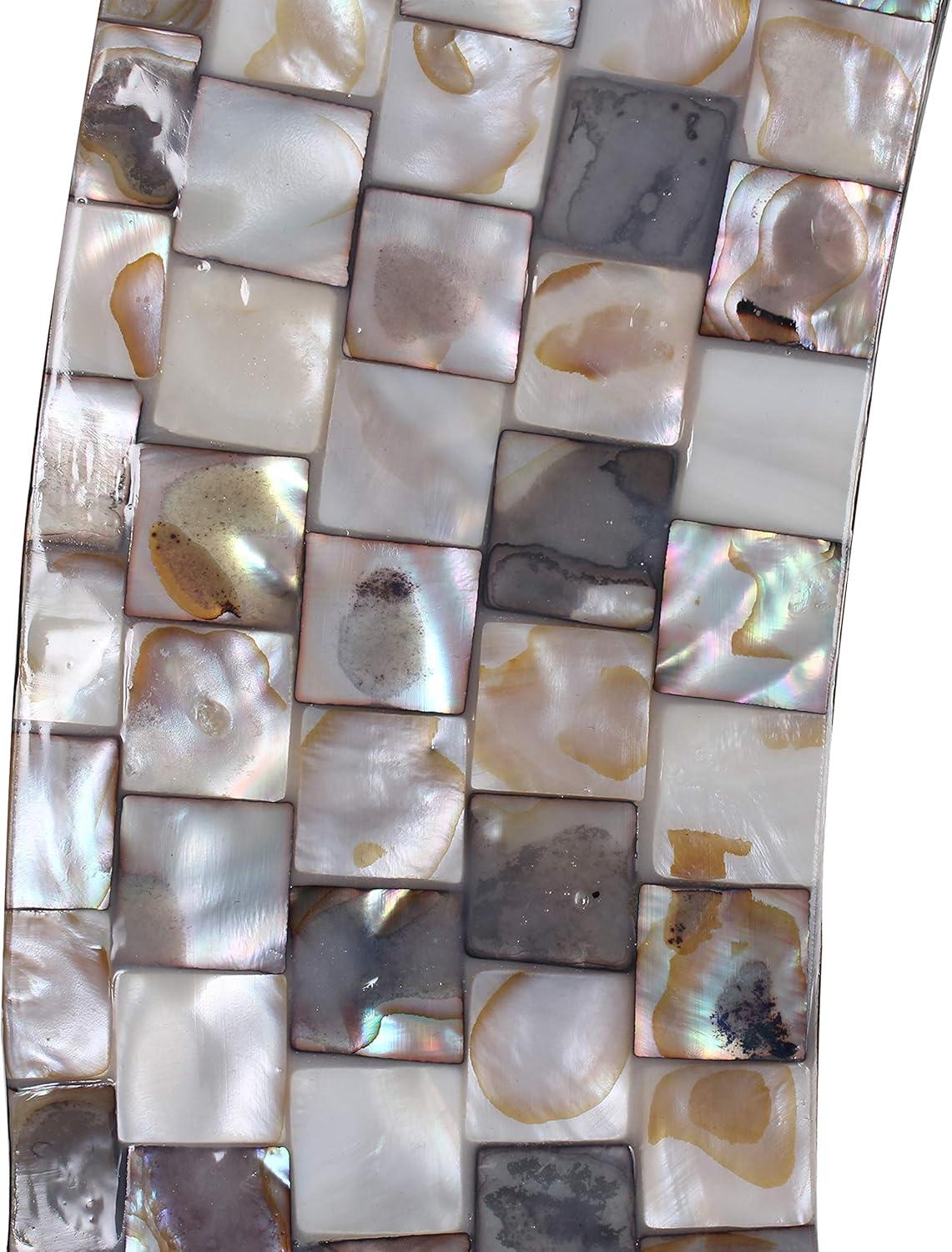 Chloe Lighting Reflection Vertical Hanging Seashell Finish Round Framed Wall Mirror 30`` Height