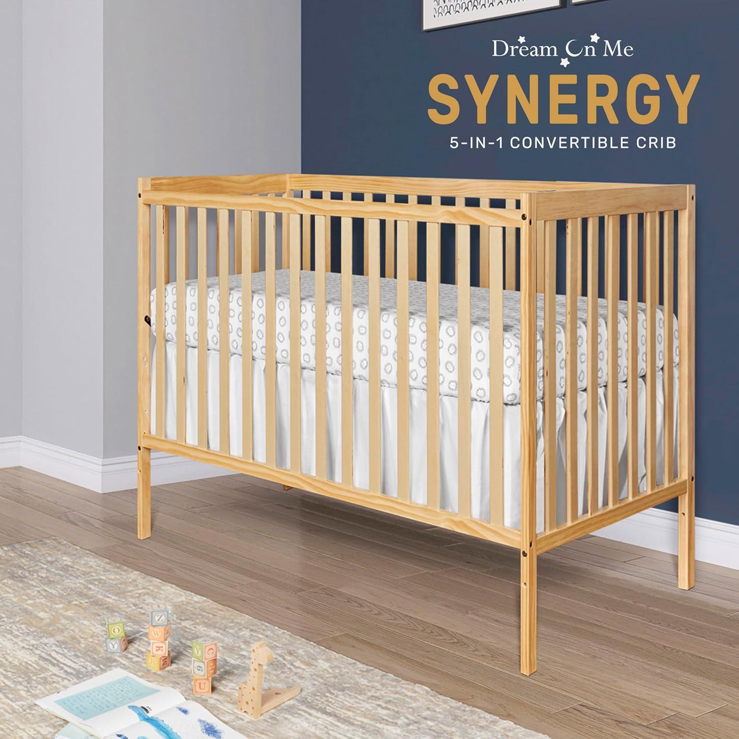 Dream On Me Greenguard Gold & JPMA Certified Synergy 5 in 1 Convertible Crib, Natural