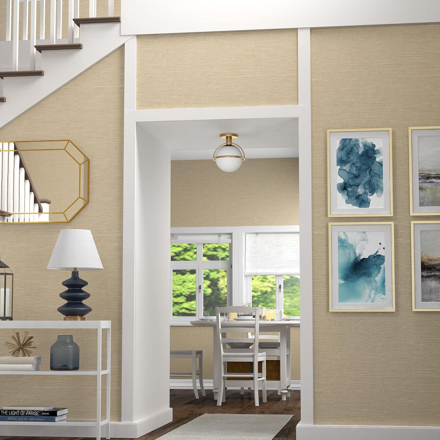 Evelyn&Zoe 9.25" Antique Brass Finish Metal/Glass Semi Flush Mount