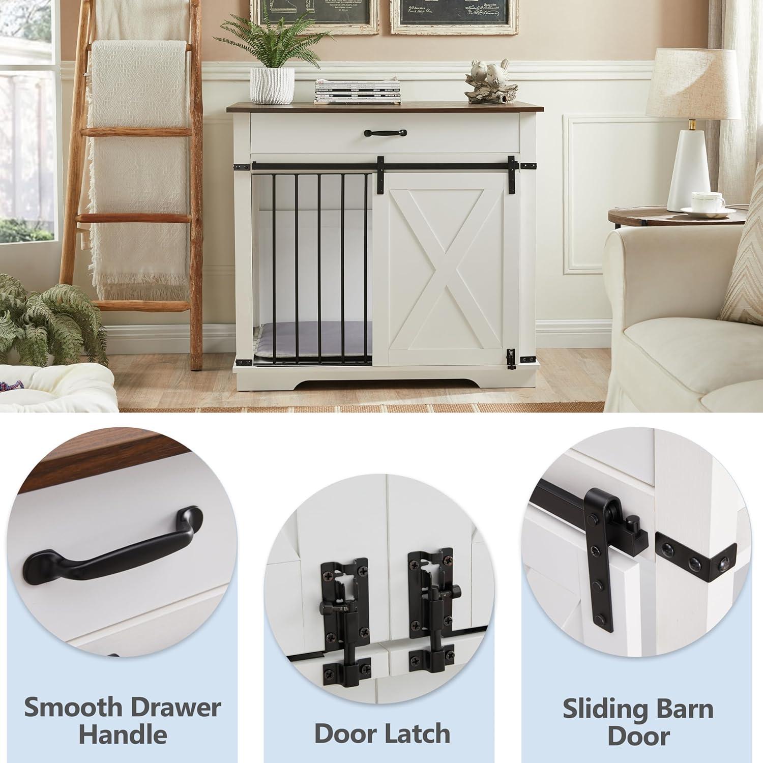 Tucker Murphy Pet™ 37.8''W Modern Dog Crate Furniture With Drawer And Sliding Door