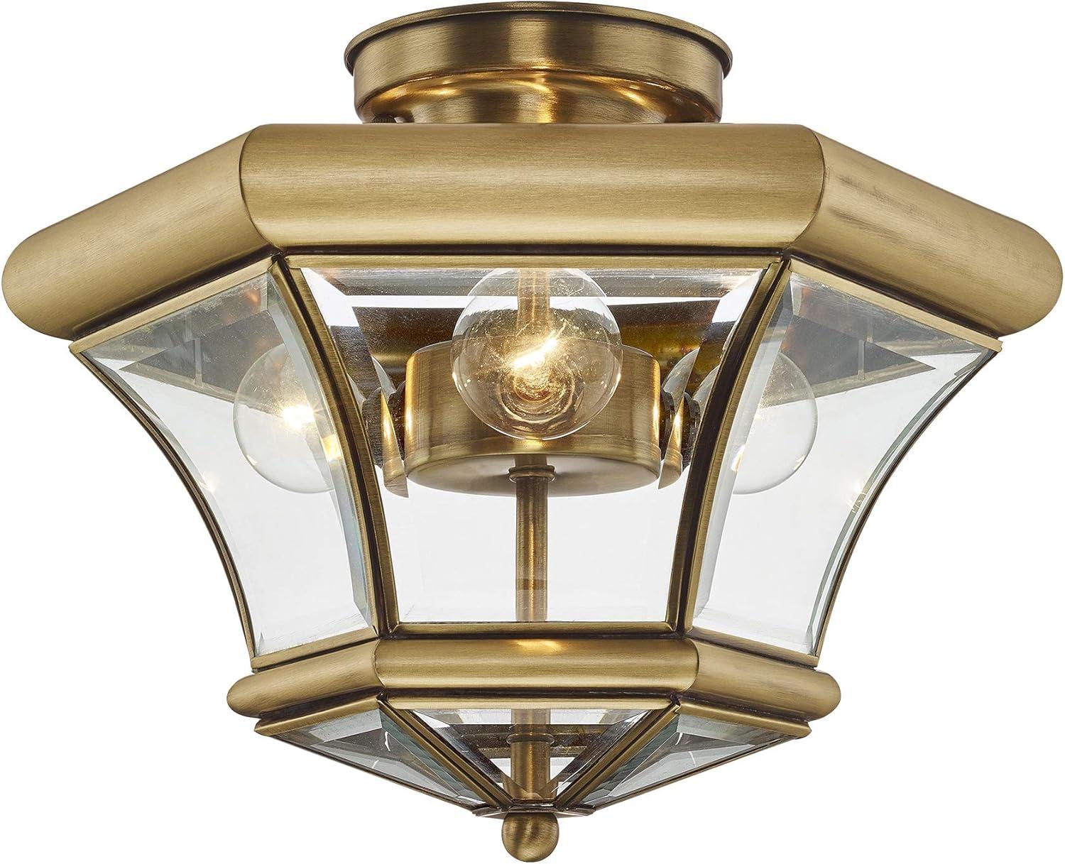 Livex Lighting Monterey 3 - Light Flush Mount in  Antique Brass