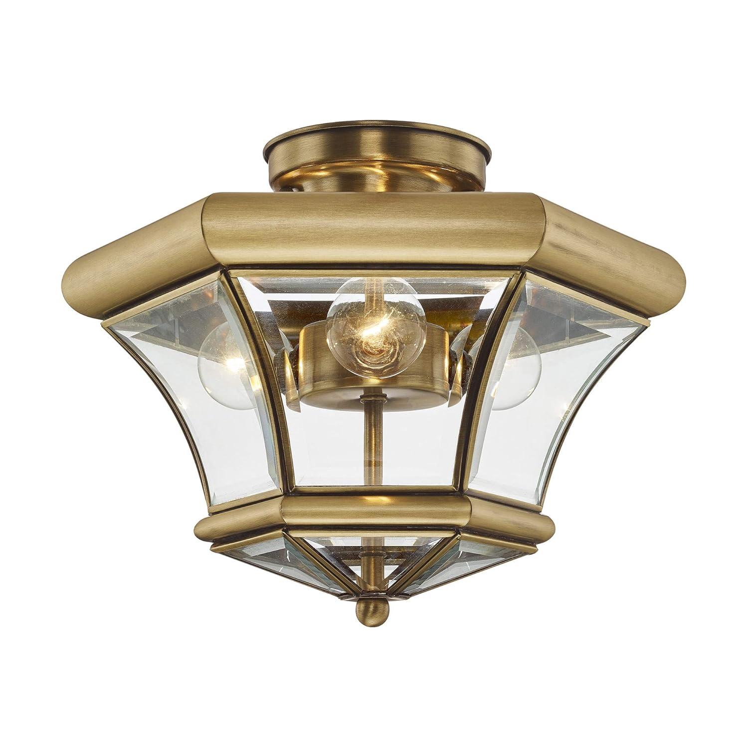Livex Lighting Monterey 3 - Light Flush Mount in  Antique Brass