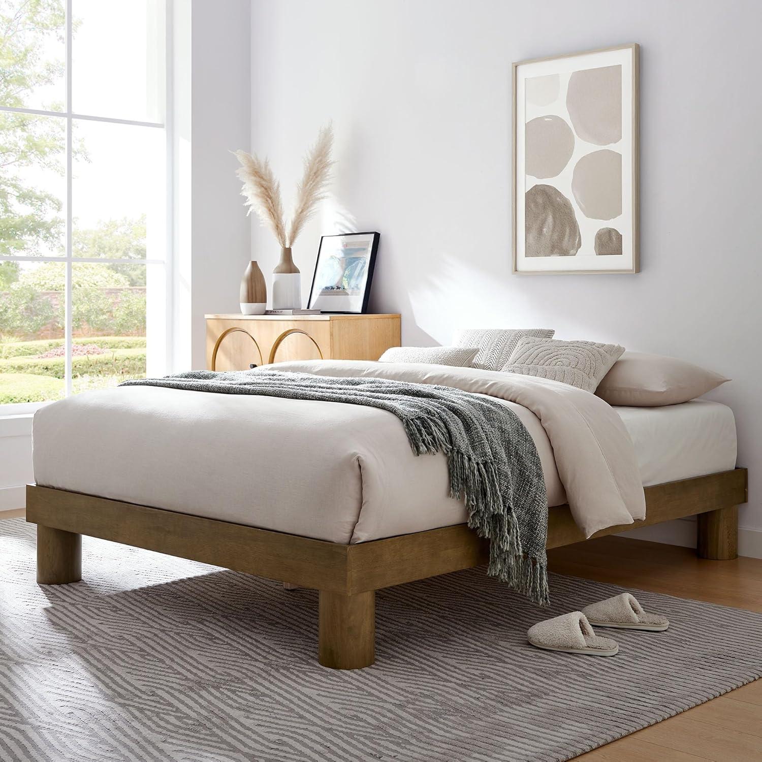 Modway Runa Wood Platform Bed In French Oak