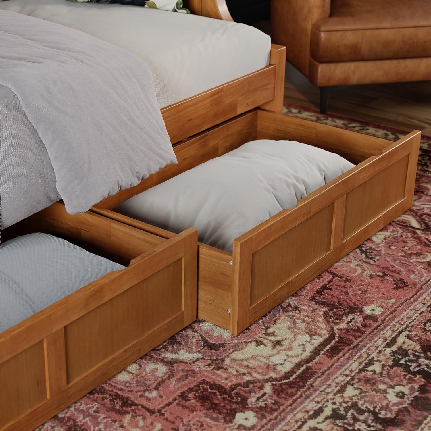 AFI Cambridge Wood Twin Size Daybed Frame with 2 Storage Drawers, Light Toffee